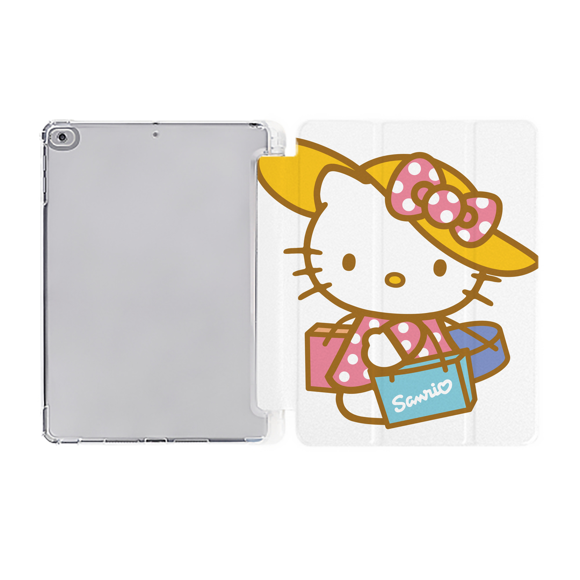 （画像用） Hello Kitty ハローキティ IPad ケース ペン収納付き 三つ折りスタンド PUレザー×シリコン 対応機種9.5/10.5/10.9インチ